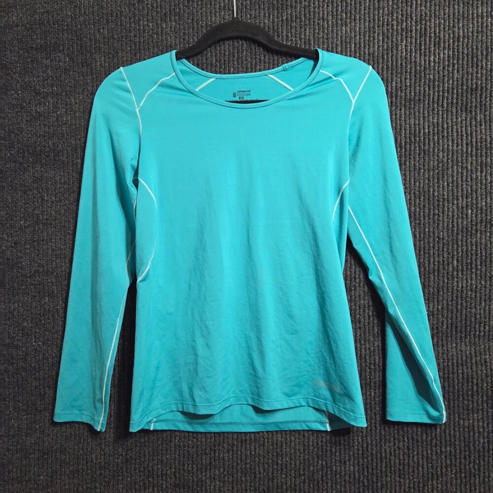 Patagonia Womens XS Turquoise Teal Blue Long Sleeve Capilene Base Layer Top